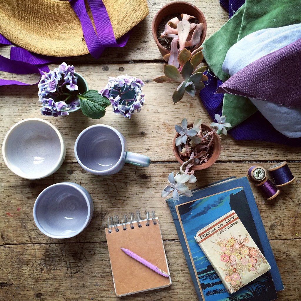 Purple flat lay imagery